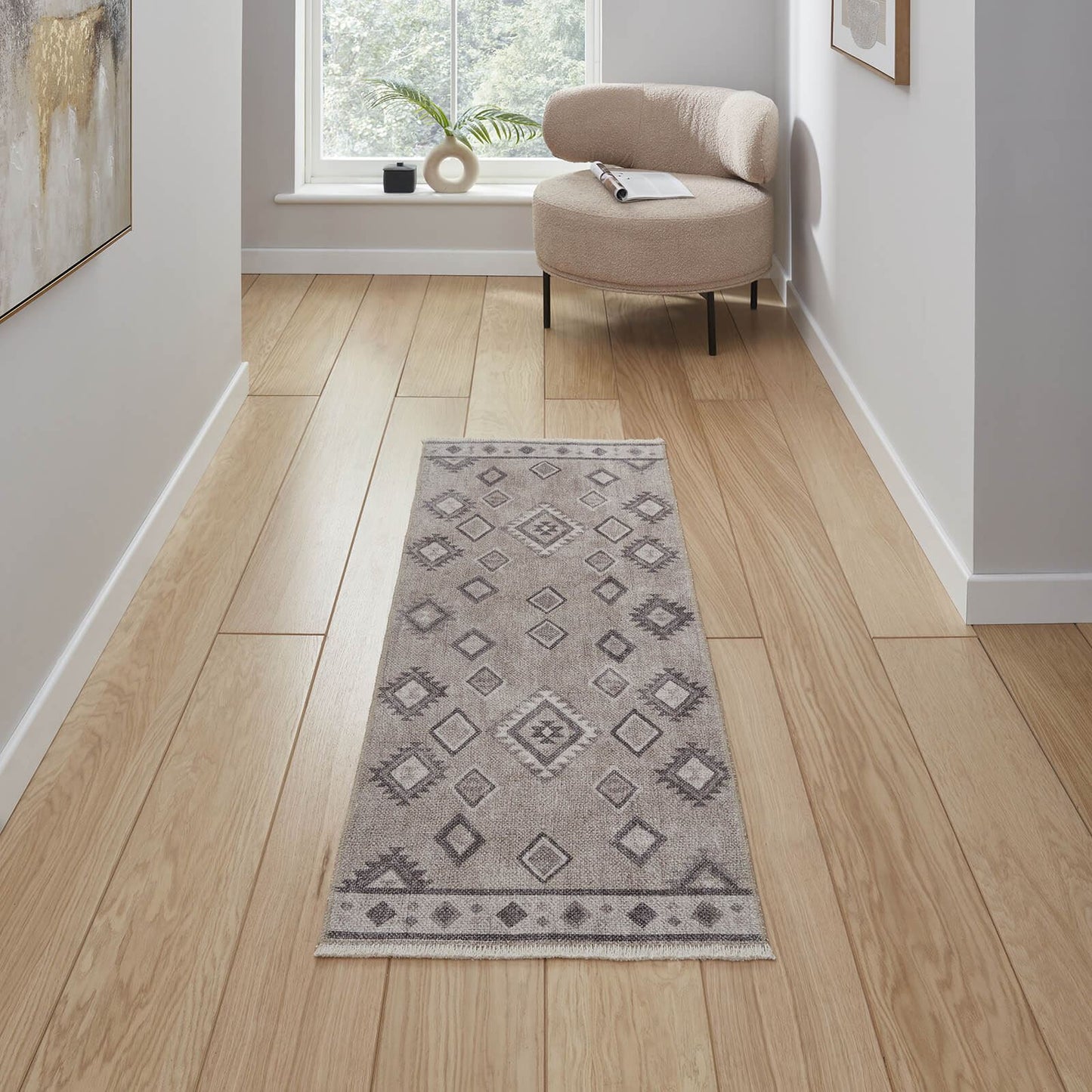 Whisper H1066 Beige Modern Washable Rug