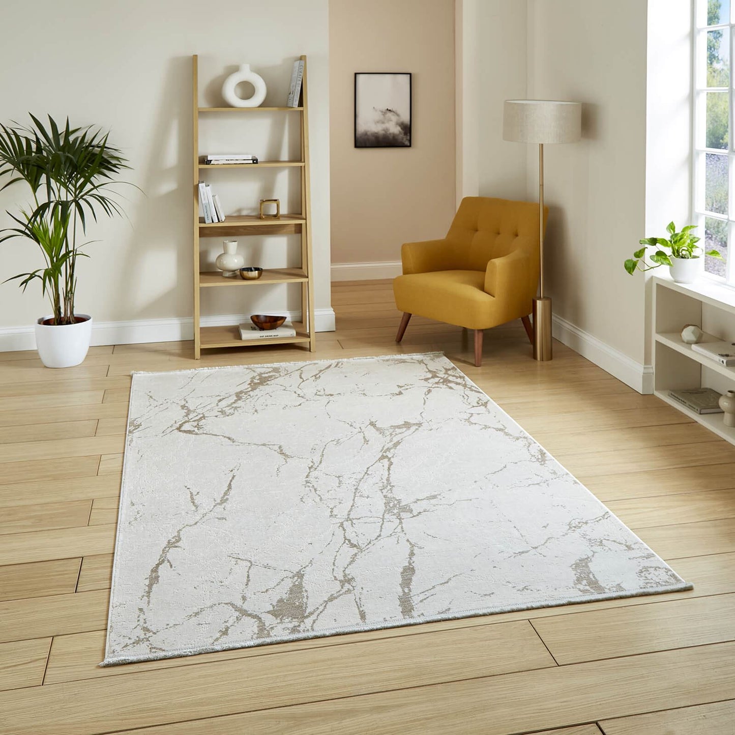 Mirage MR15 Cream Modern Abstract Rug - 200 x 290cm (6ft 6" x 9ft 6")