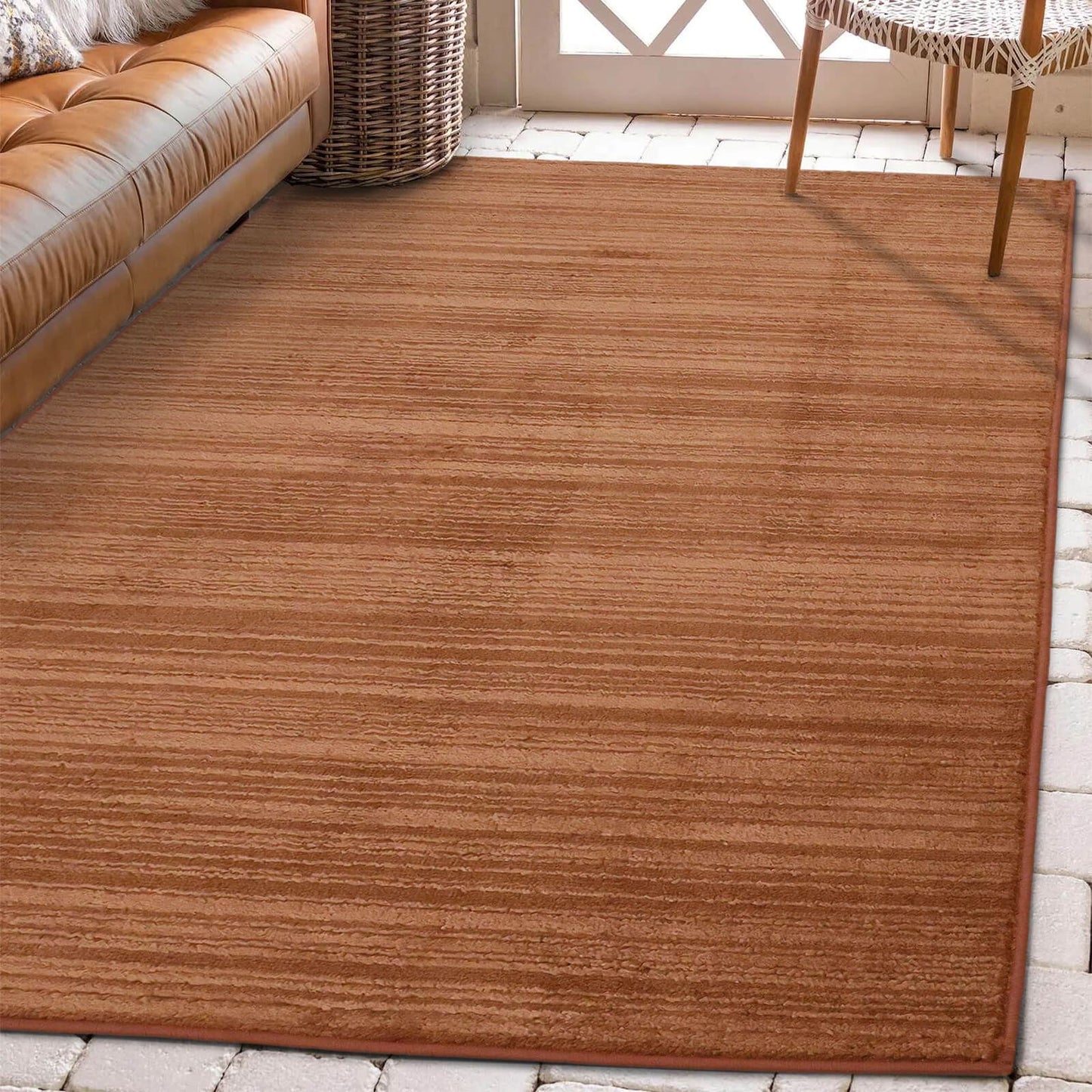 Arlo Textured Terracotta Semi Plain Rug