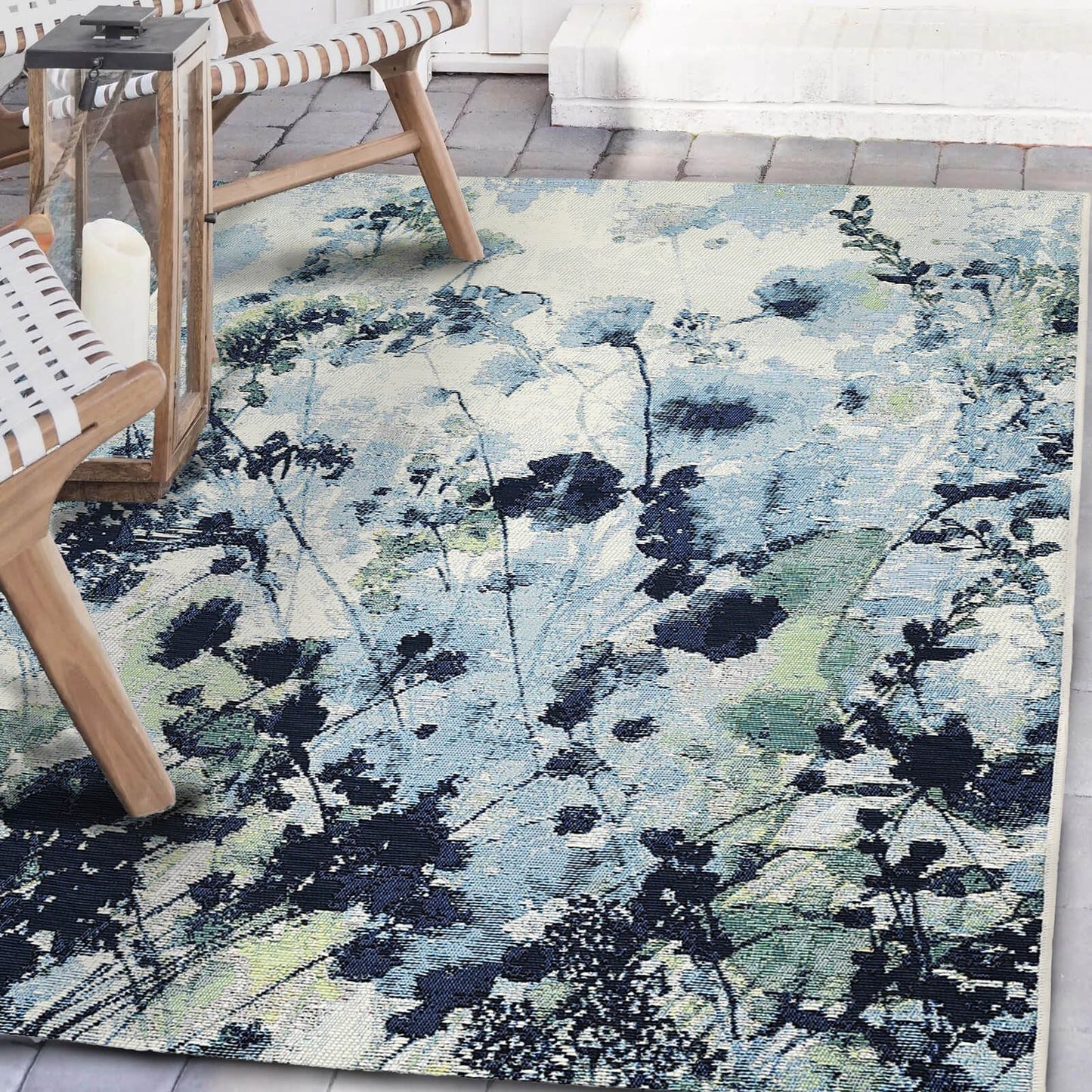 Tropicana Watercolour Floral Blue Rug