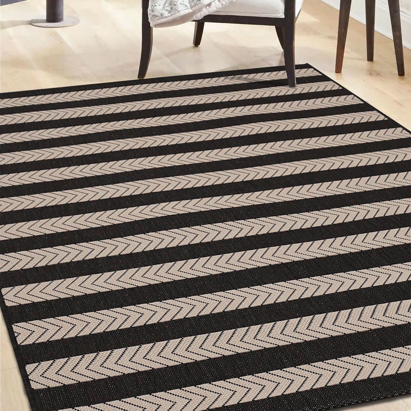 County Stripe Black Rug