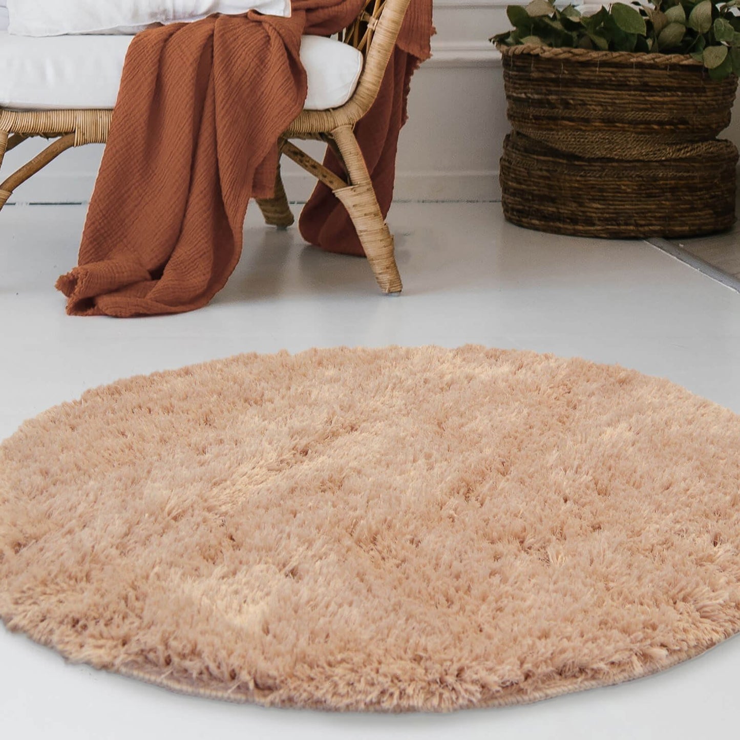 Soft Washable Cosy Champagne Plain Rug