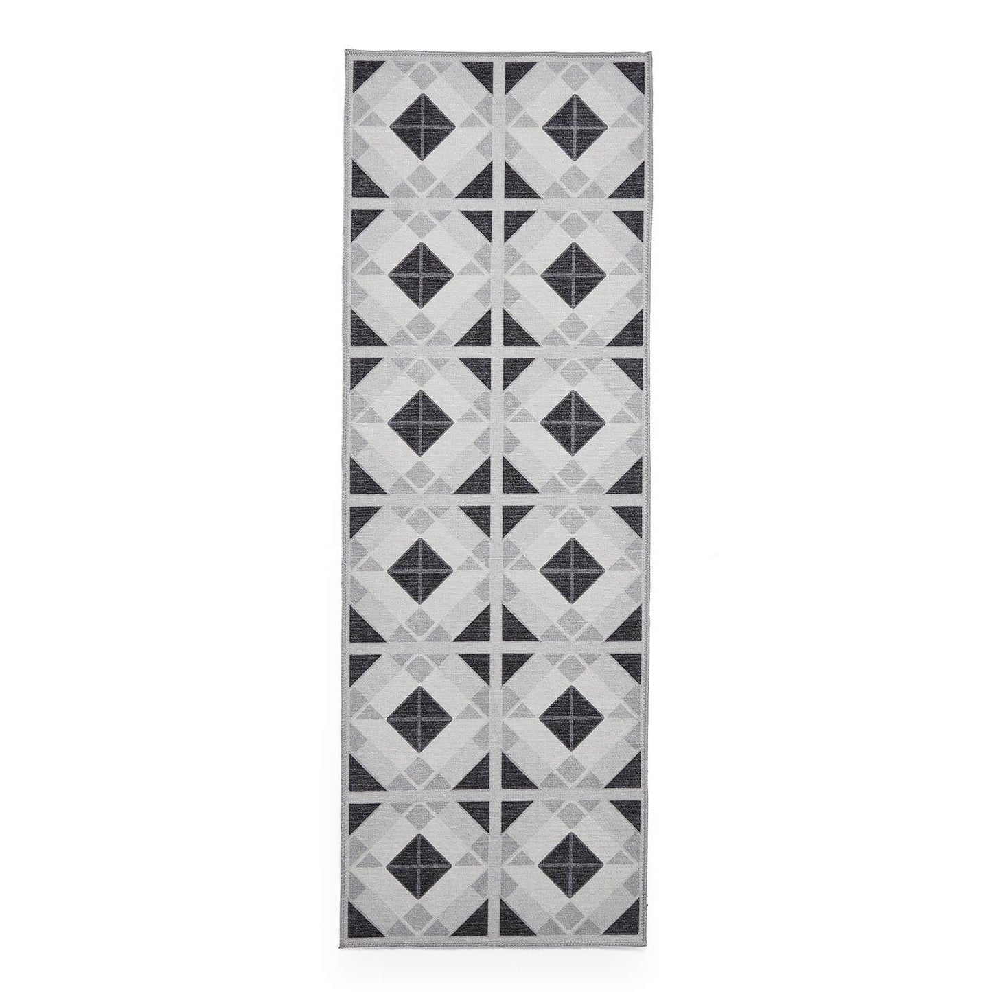 Victoria H1190 Grey/Light Grey Washable Rug - 75 x 230cm Hall Runner