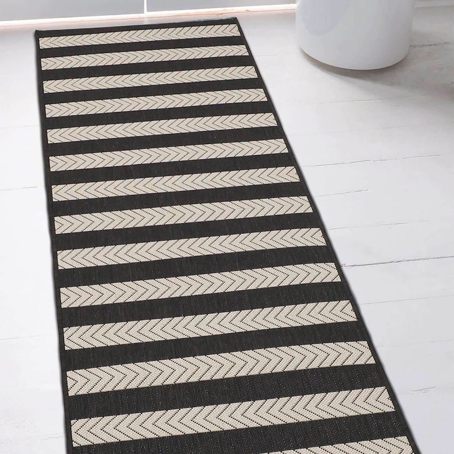 County Stripe Black Rug