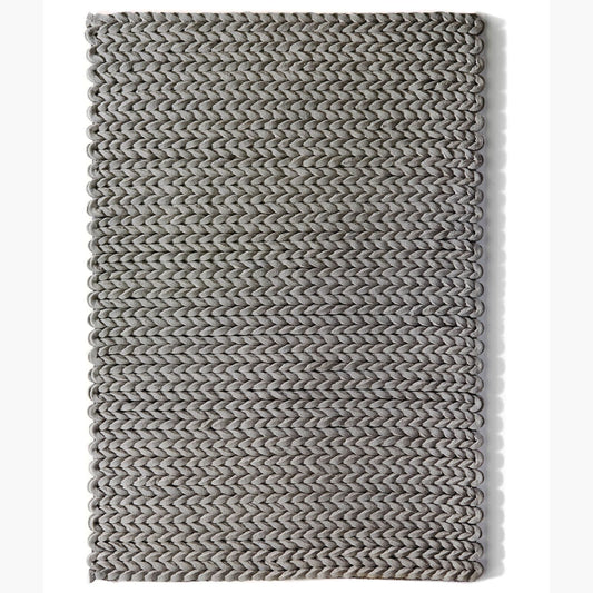 Contemporary Urbane Hand Woven Knitted Pile Modern Grey Rugs 200X300Cm