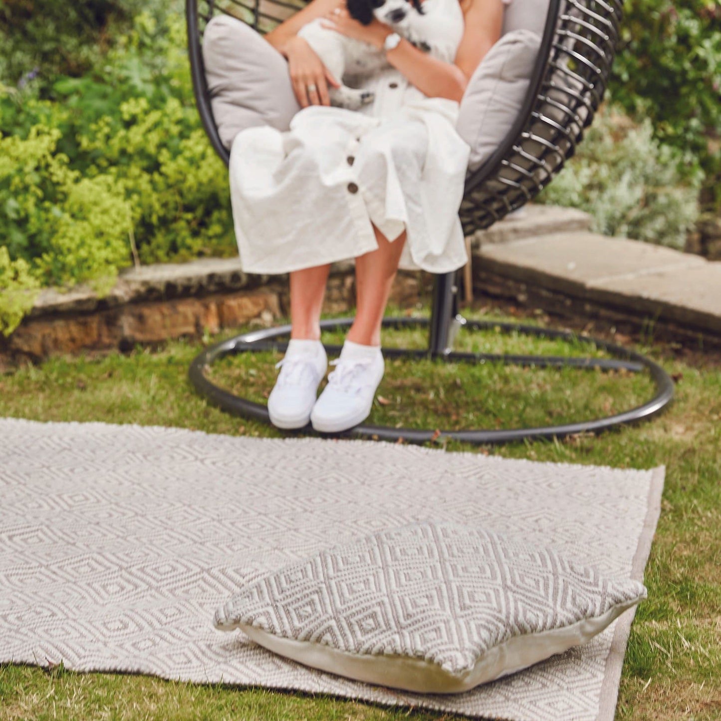 Hug Rug Woven Diamond Cushion Natural 45X45 Rug