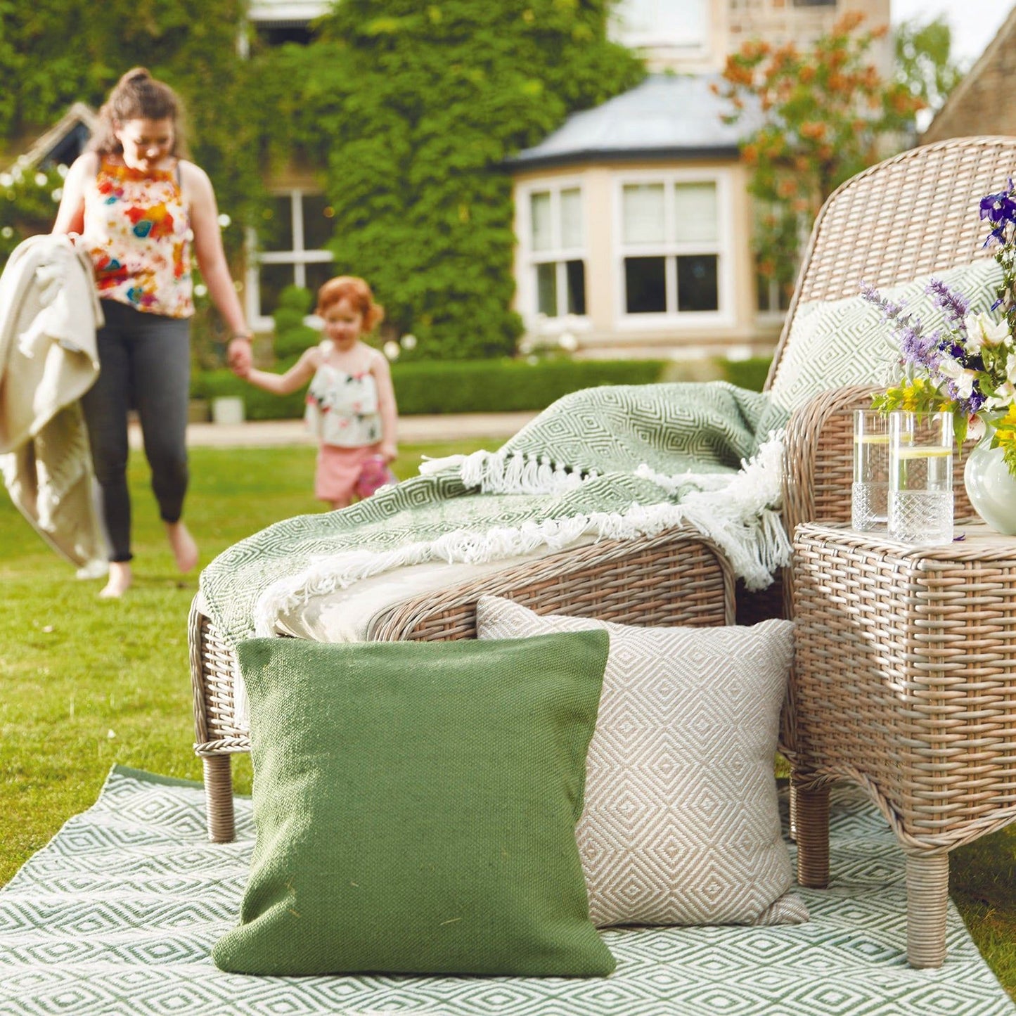 Hug Rug Woven Plain Cushion Dark Green 45X45 Rug