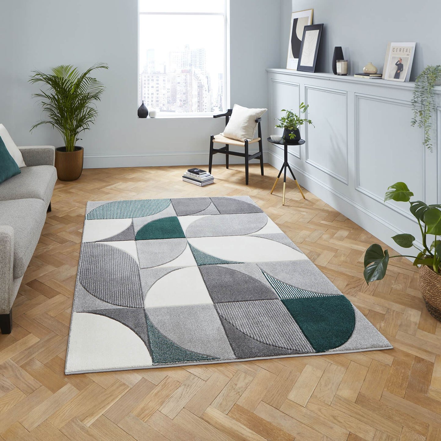 Matrix MT63 Grey/Green Modern Rug