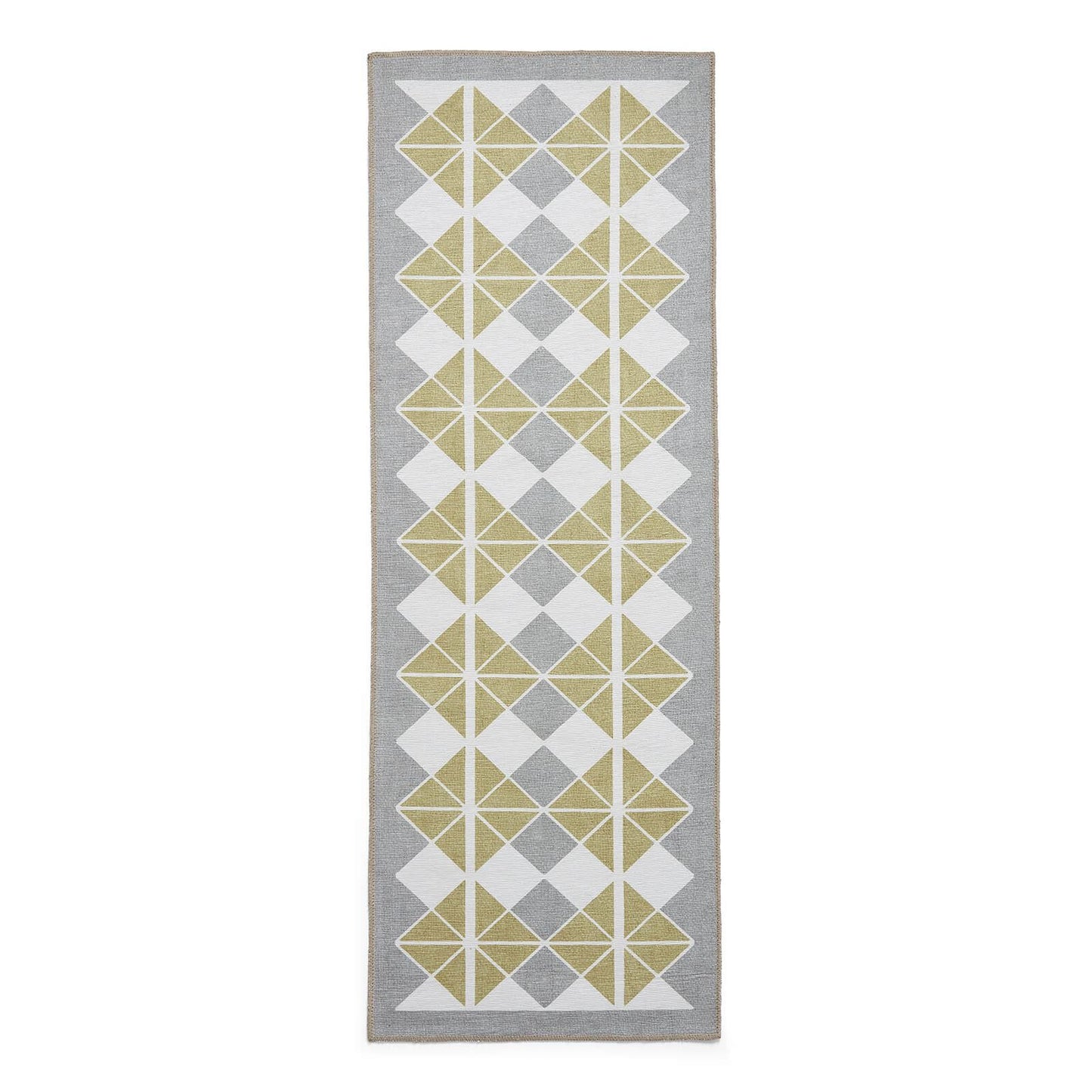 Victoria H1184 Grey/Yellow Washable Rug - 75 x 230cm Hall Runner