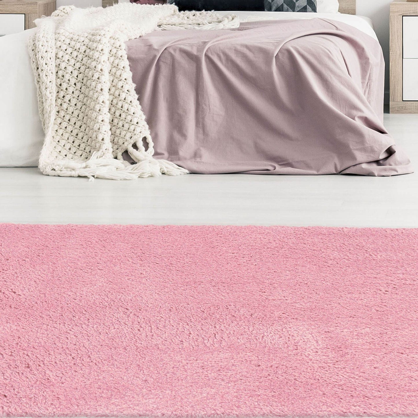Snug Pink Plain Rug