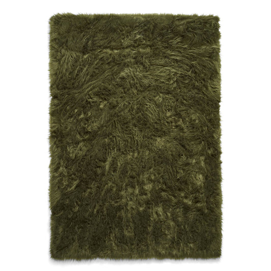Polar Plush Olive Green Soft Shaggy Rug - 160 x 220cm (5ft 3" x 7ft 3")