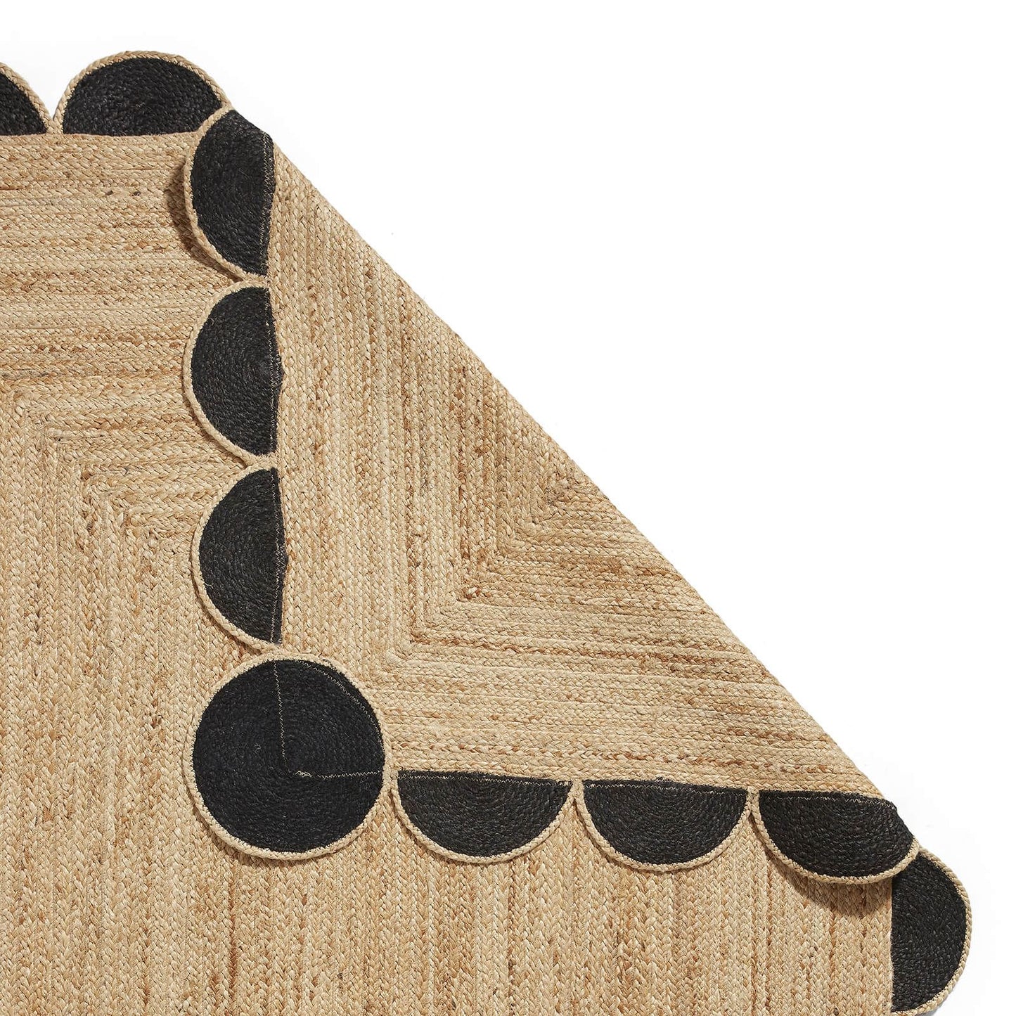 Savannah Jute Scallop Black Natural Rug - 200 x 290cm (6ft 6" x 9ft 6")