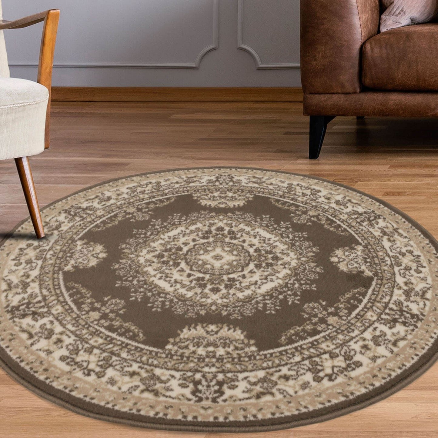 Maestro Taupe Traditional Rug - 120 X 120cm (Circle) (4ft 0" x 4ft 0")