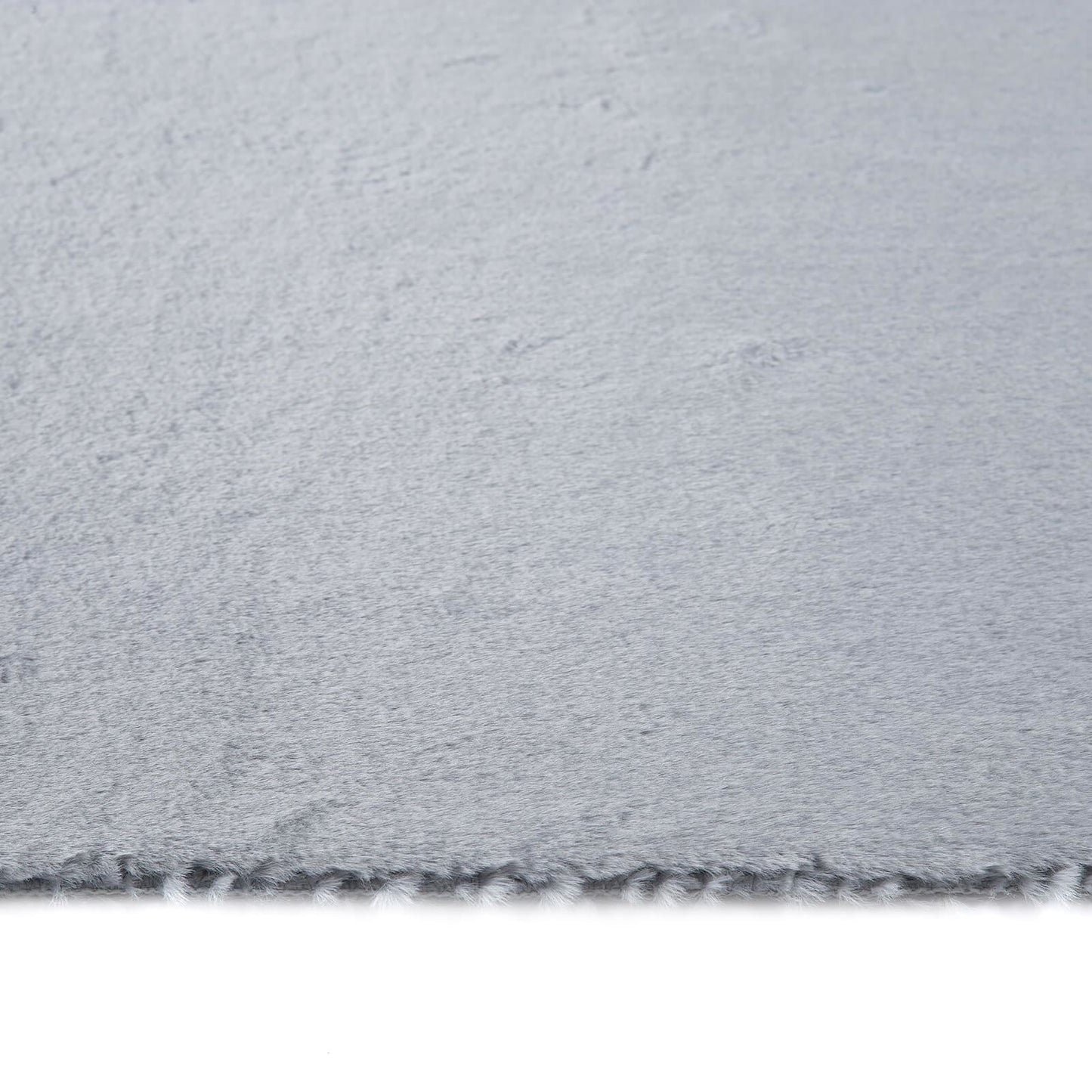 Washable Faux Fur Plain Grey Rug