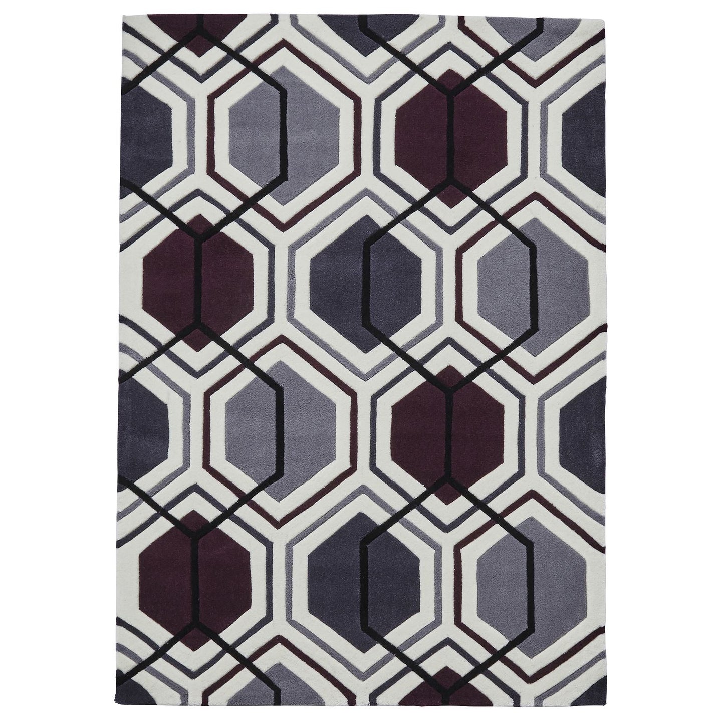 Modern Hong Kong 7526 Geometric Design Cream Purple 120 X 170Cm Rug