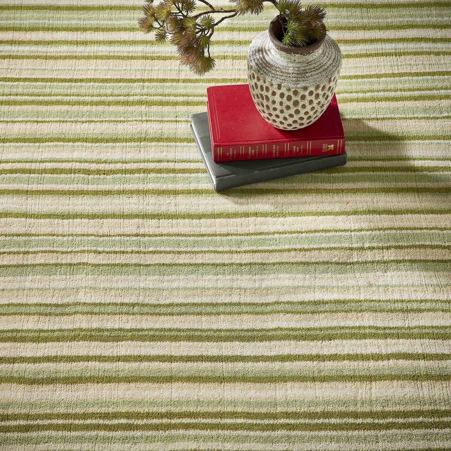 Origins Fine Stripes Green Rug - 80 x 150cm (2ft 6" x 5ft 0")