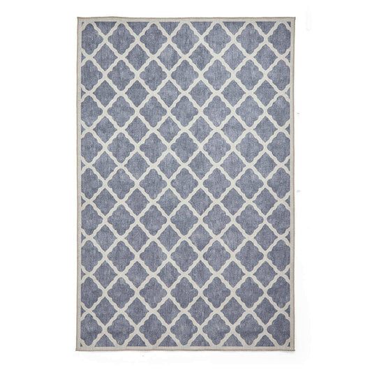 Coral H1063 Blue Modern Washable Rug