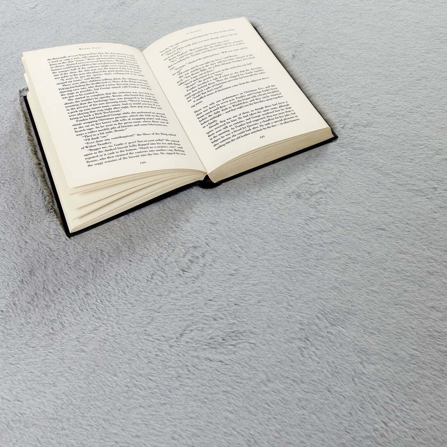 Washable Faux Fur Plain Grey Rug