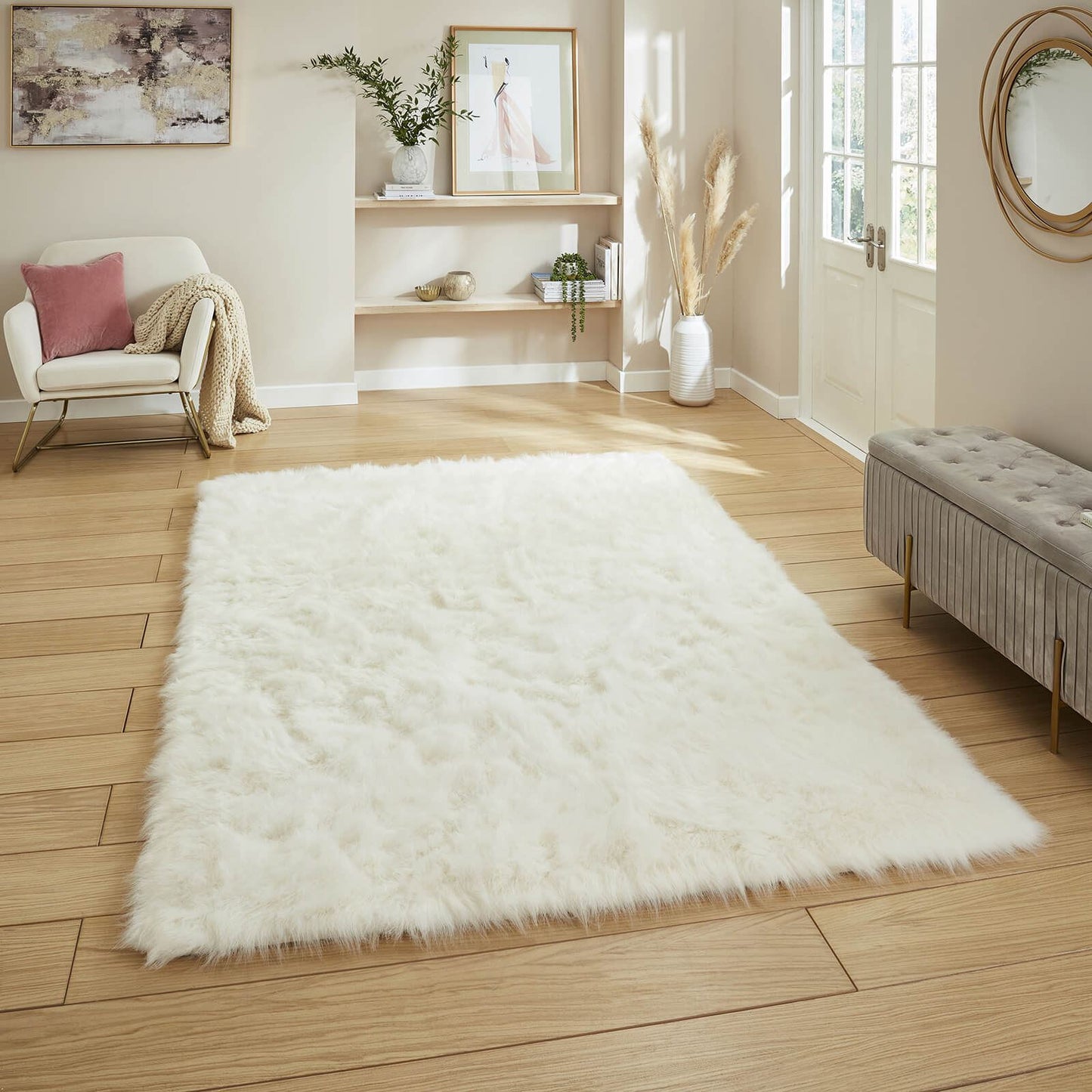 Polar Plush Ivory Soft Shaggy Rug - 160 x 220cm (5ft 3" x 7ft 3")