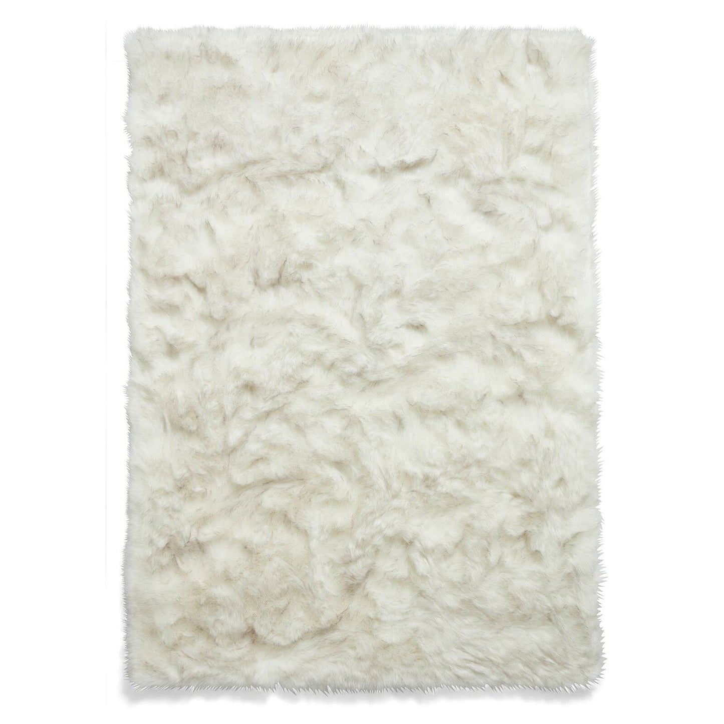 Polar Plush White/Grey Soft Shaggy Rug - 160 x 220cm (5ft 3" x 7ft 3")