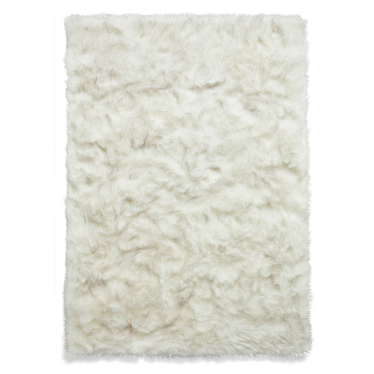 Polar Plush White/Grey Soft Shaggy Rug - 160 x 220cm (5ft 3" x 7ft 3")