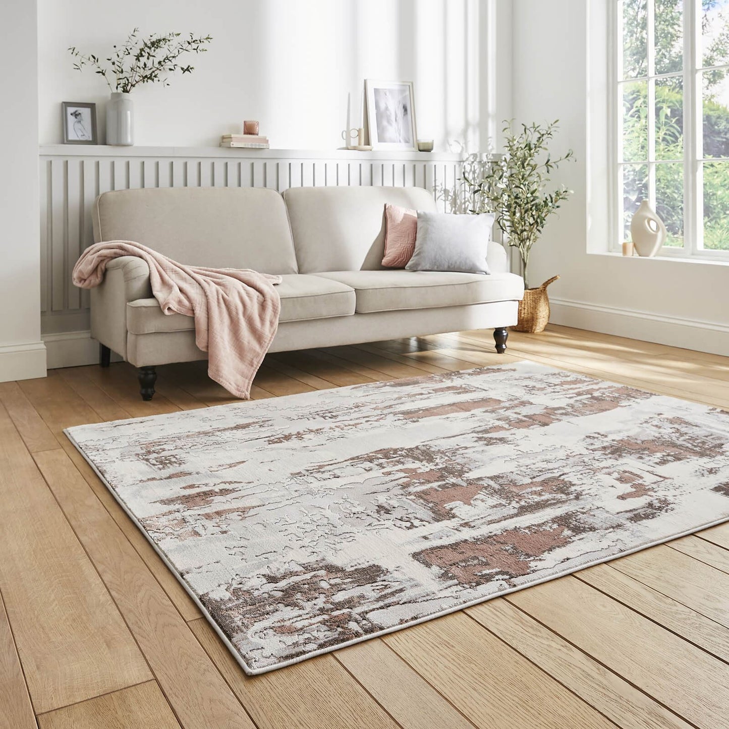Apollo GR579 Grey/Rose Modern Rug