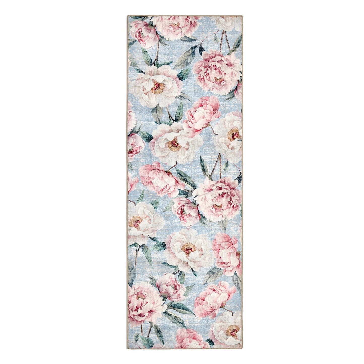 Hug Rug Eco-Washable Blooming Peonies Powder Blue Rug