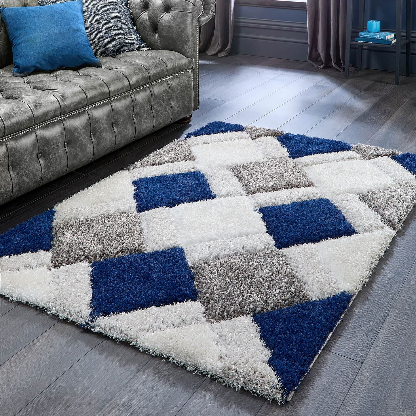 Origins 3D GEO Shaggy Navy Rug
