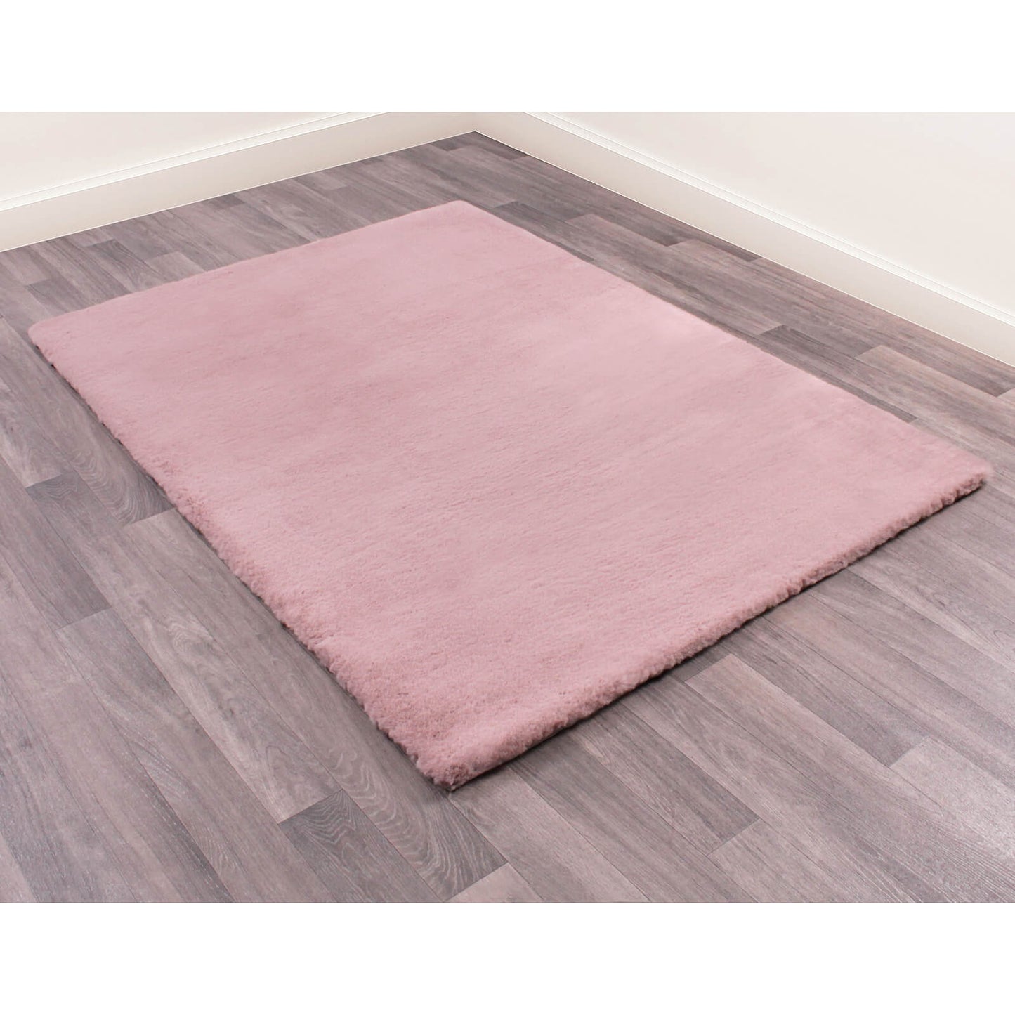 Handmade Carpets Luxe Faux Fur Plain Blush Rug