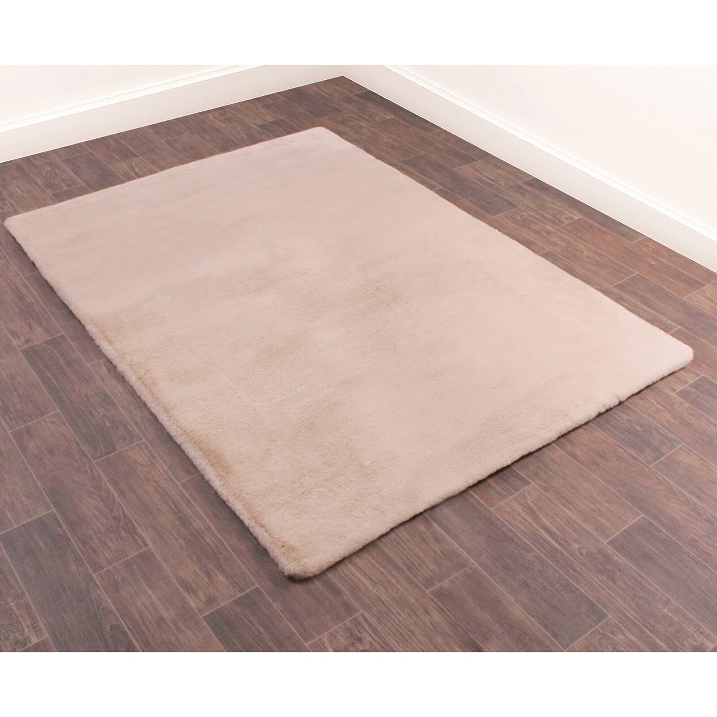 Handmade Carpets Luxe Faux Fur Plain Natural Rug