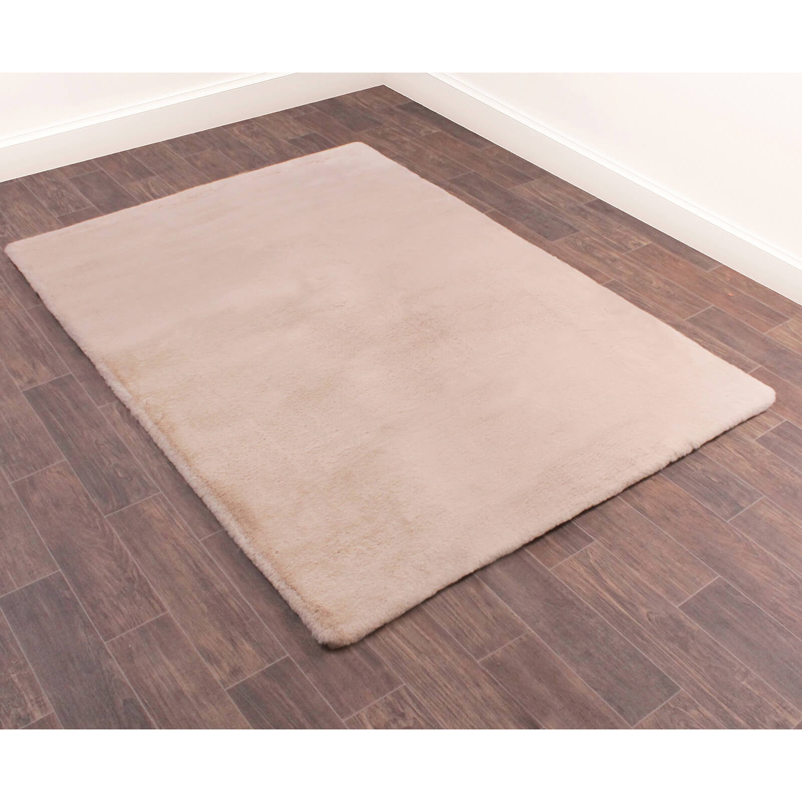 Handmade Carpets Luxe Faux Fur Plain Natural Rug