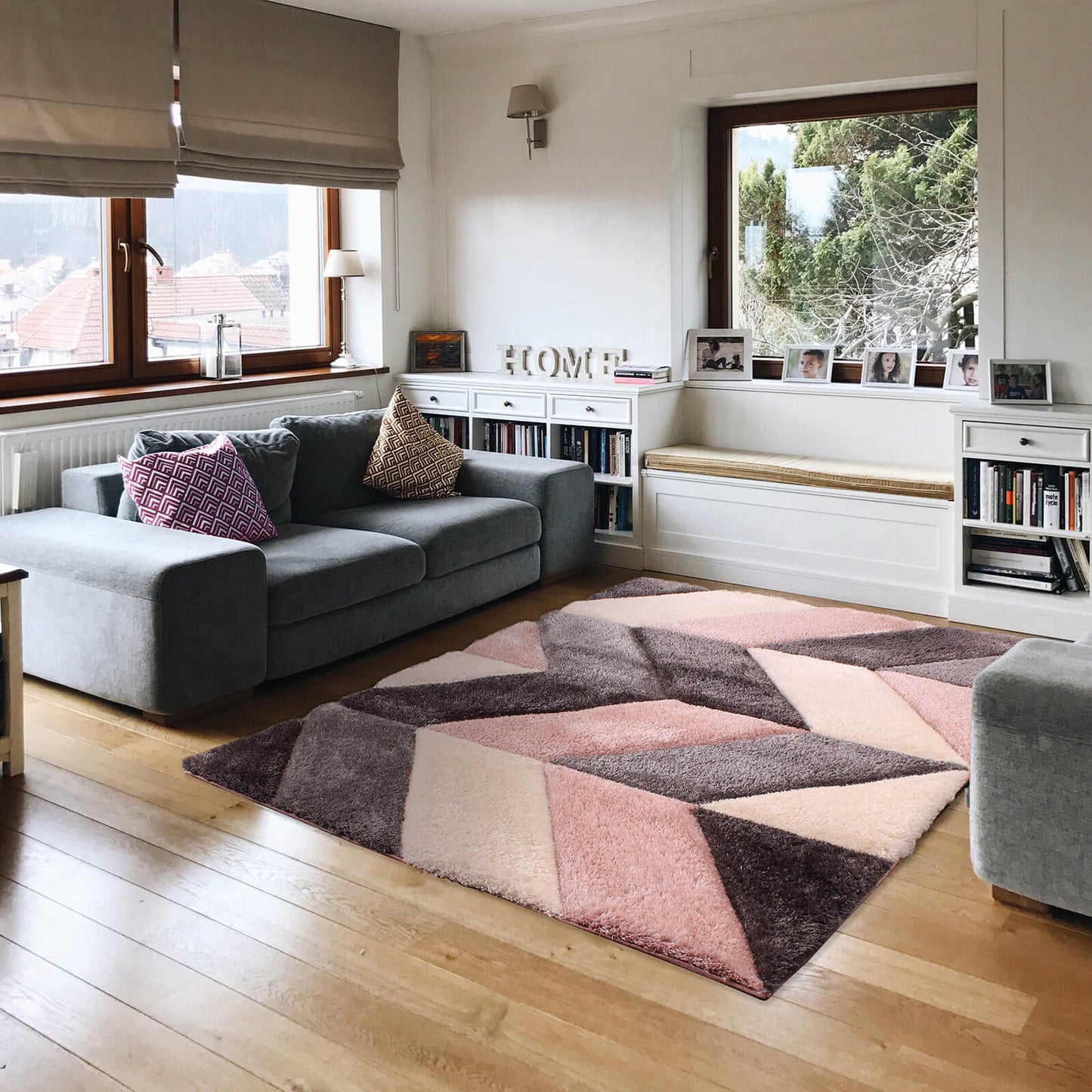Ultimate Home Living 3D Carved Blazon Blush Rug