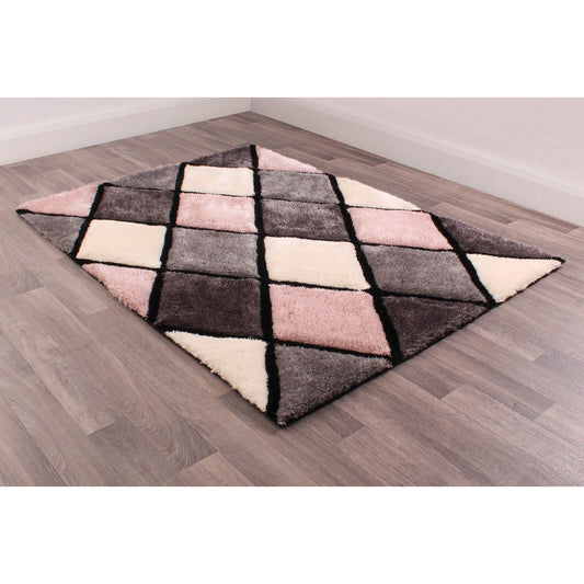 Ultimate Home Living 3D Carved Diamond Blush Rug