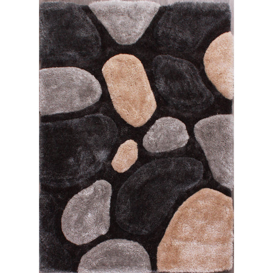 Ultimate Home Living 3D Carved Stepping Stones Grey Rug