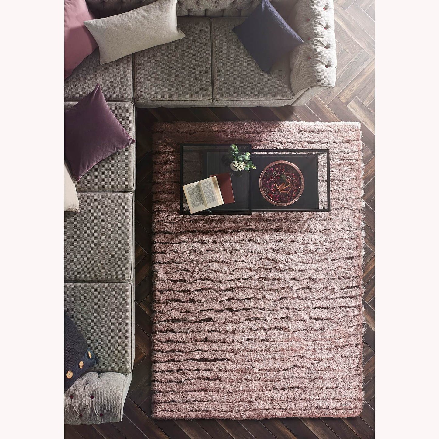 Origins Carved Glamour Blush Pink Rug