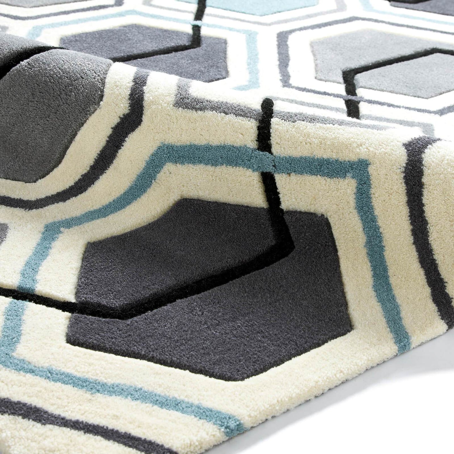 Think Rugs Hong Kong 7526 Grey / Blue Rug