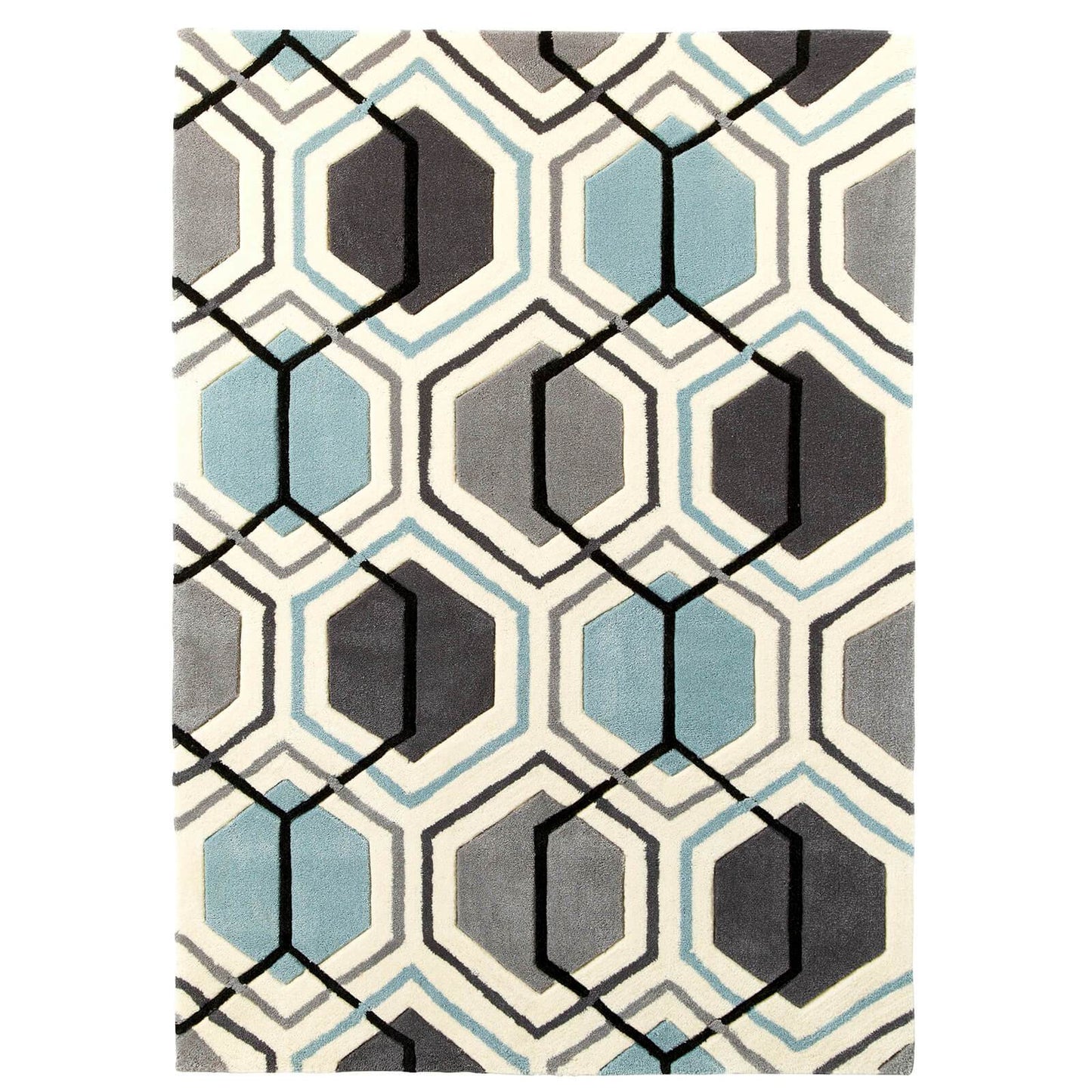 Think Rugs Hong Kong 7526 Grey / Blue Rug