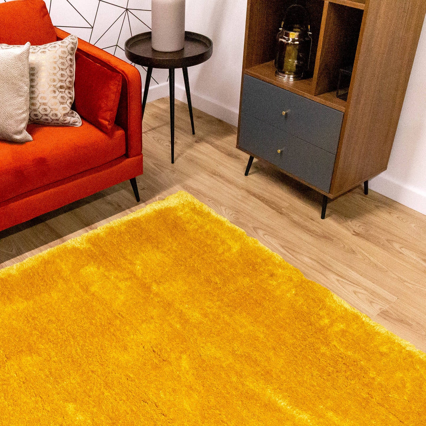 Handmade Carpets Indigo Plain Ochre Rug