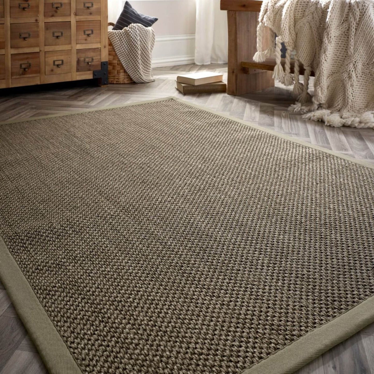 Origins Sisal Rug Sage Green with Sage Green Border Rug