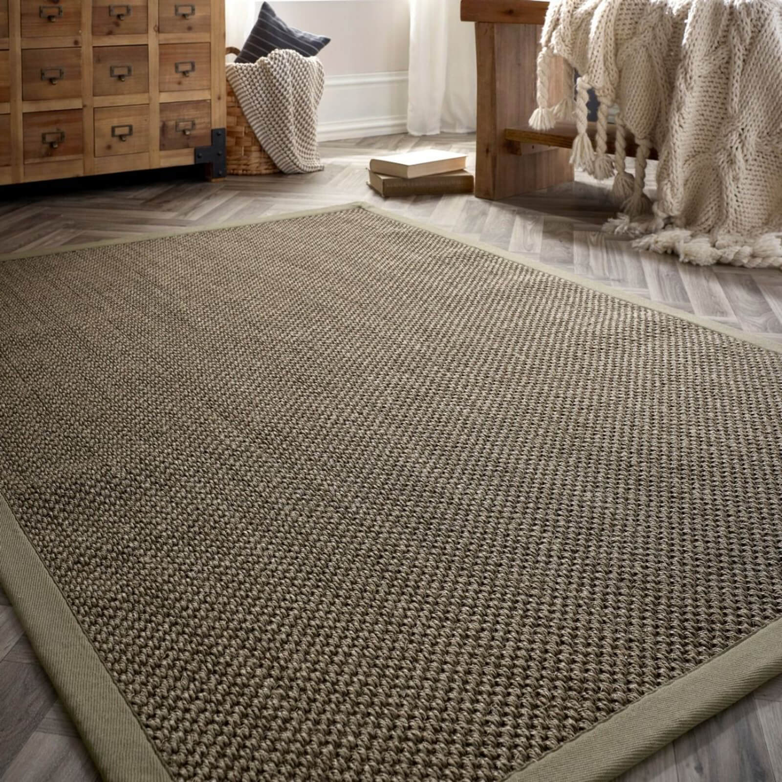Origins Sisal Rug Sage Green with Sage Green Border Rug