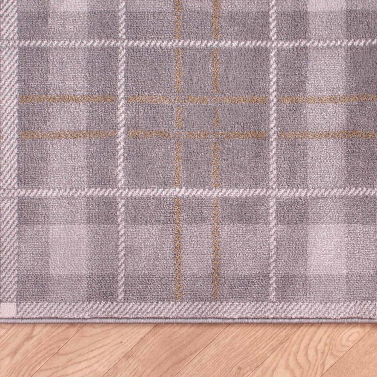 Ultimate Home Living Tartan Check Grey Ochre Rug
