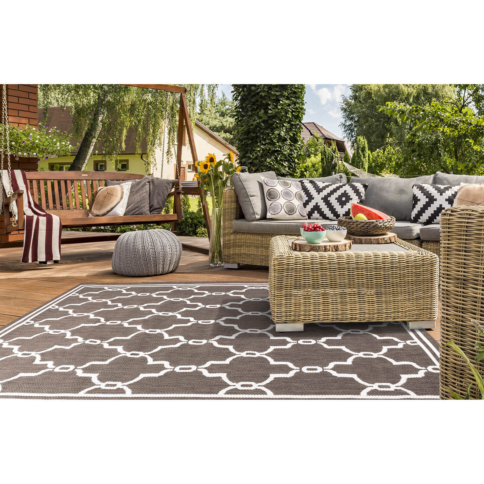 Rug Style Terrace Spanish Tile Silver Grey Rug