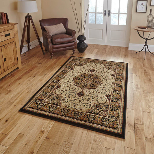 Think Rugs Heritage 4400 Black / Cream Rug