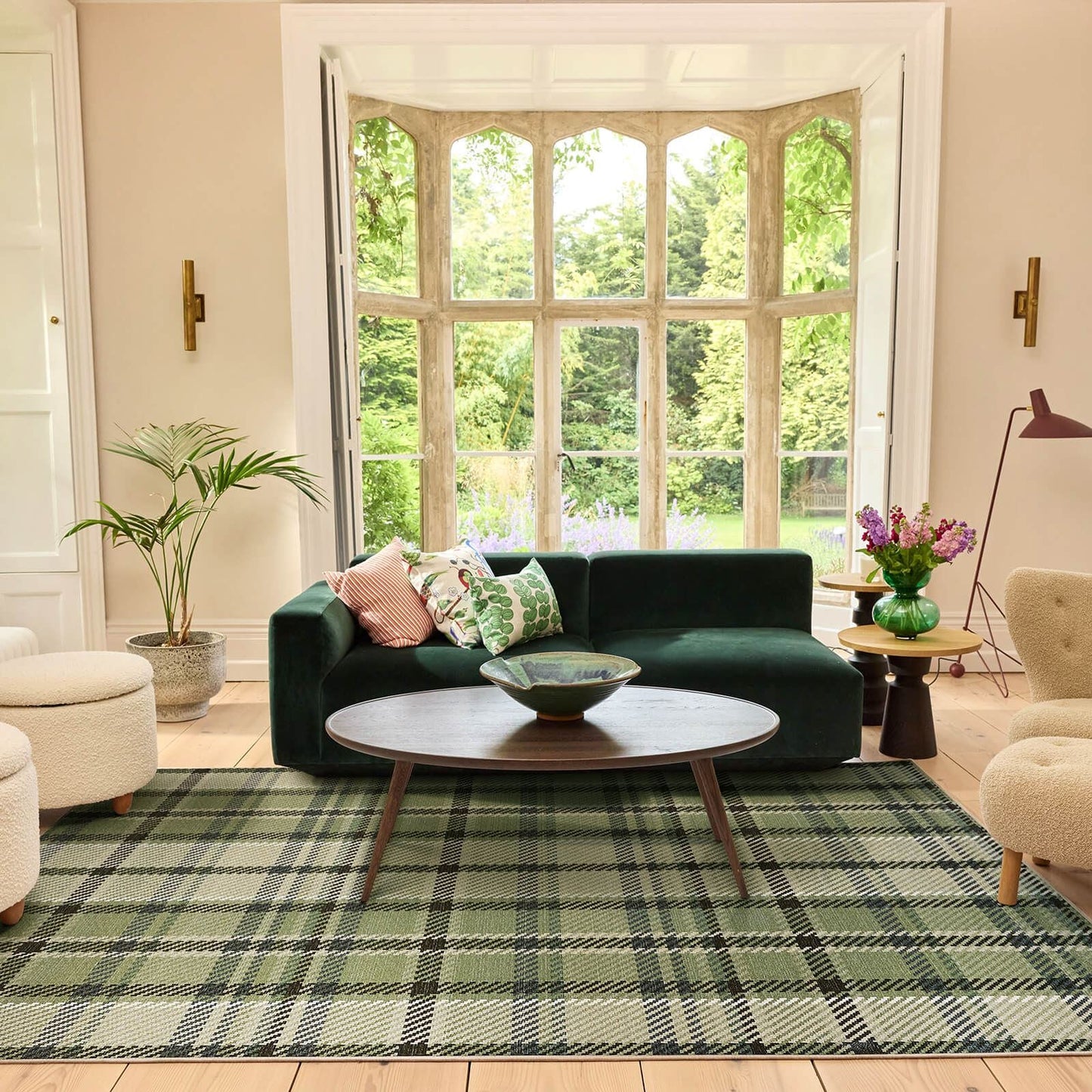 Hug Rug Eco-Washable Isla Plaid Emerald