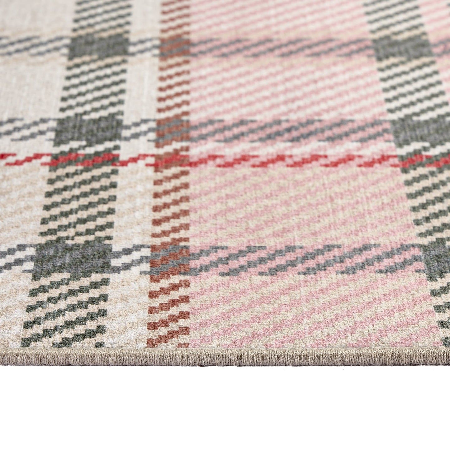 Hug Rug Eco-Washable Isla Plaid Pink Rug