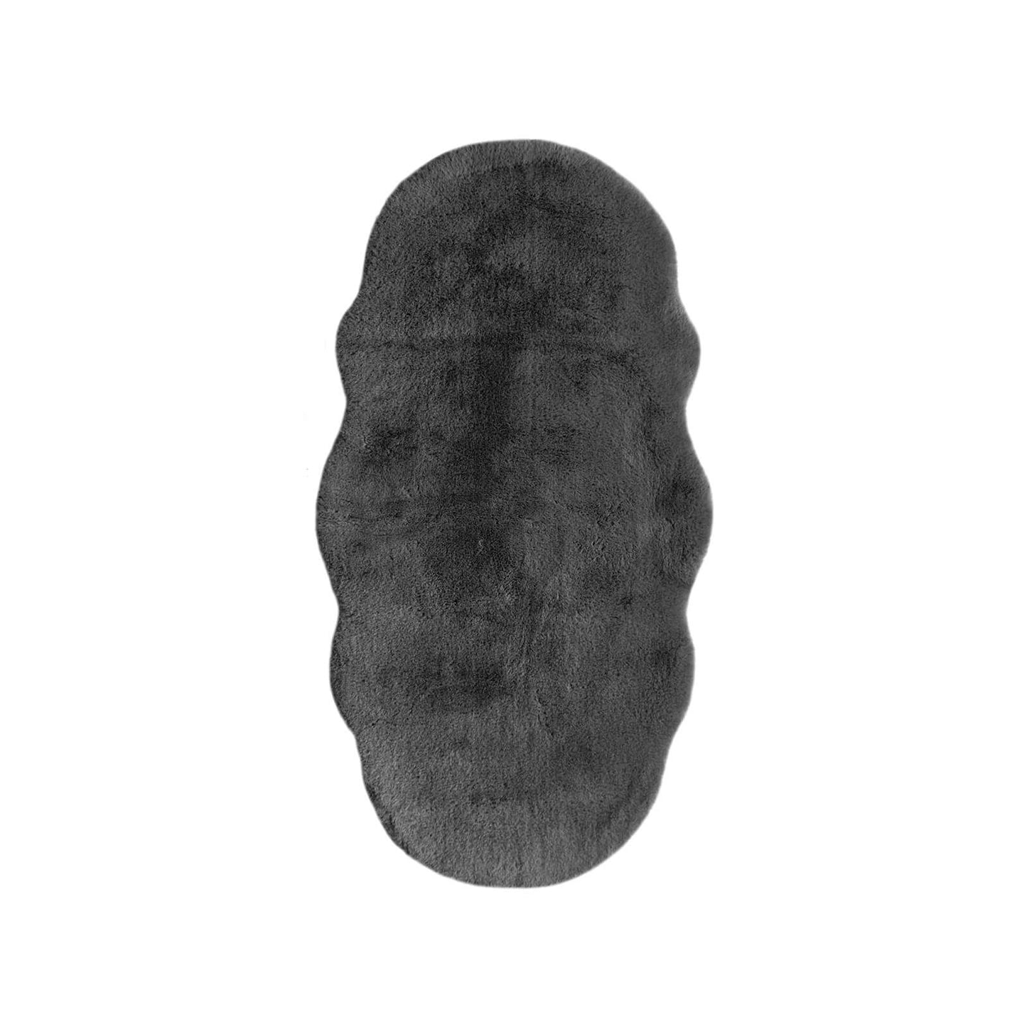 Luxury Faux Fur Grey Plain Rug