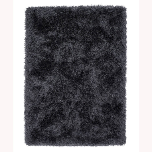 Contemporary Extravagance Plain Supersoft Shaggy Grey Rugs 60X120Cm