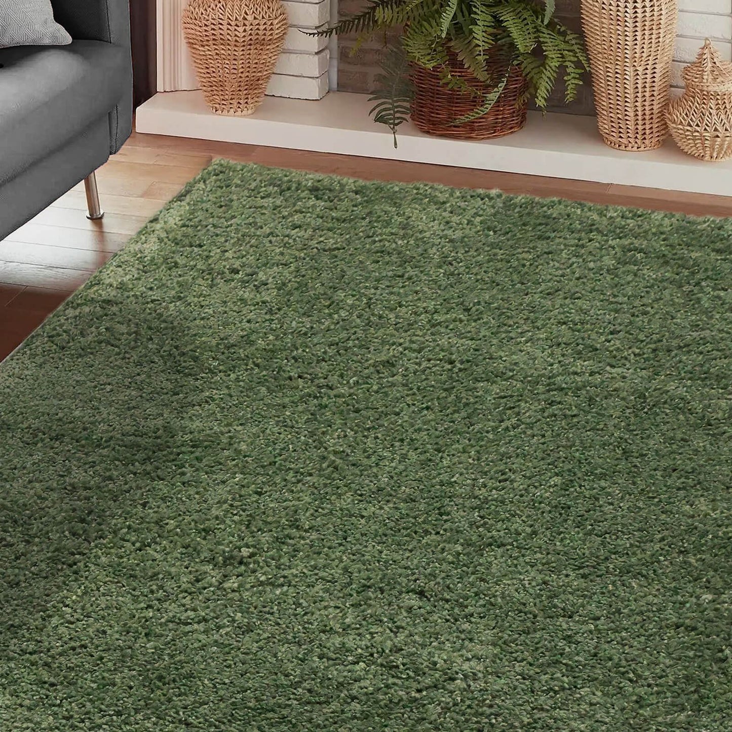 Jazz Shaggy Sage Plain Rug - 120 X 170cm (4ft 0" x 5ft 6")