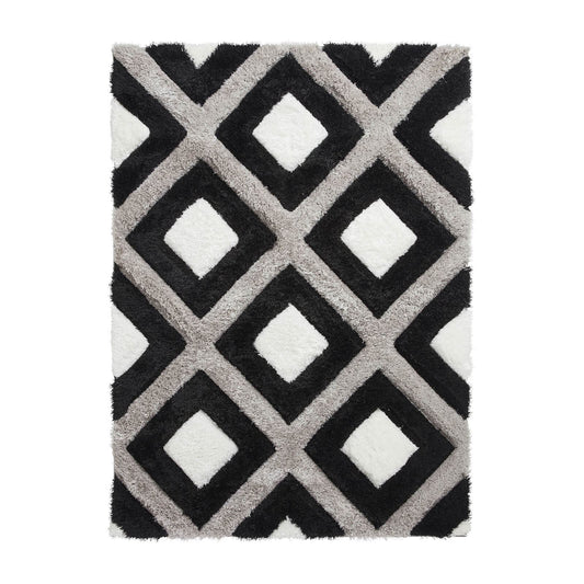 Olympia GR224 Black/White Shaggy Rug