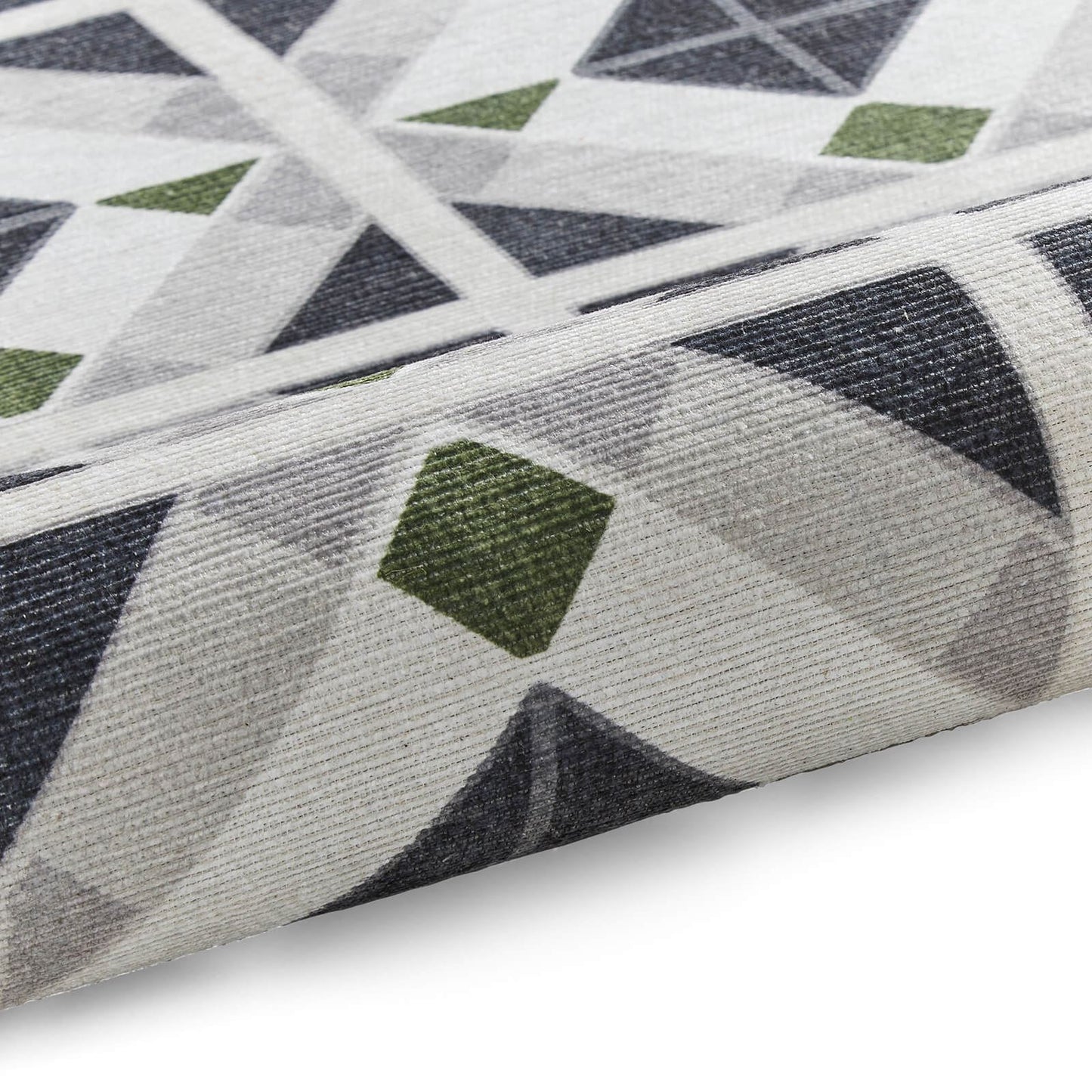 Victoria H1190 Grey/Green Washable Rug - 75 x 230cm Hall Runner